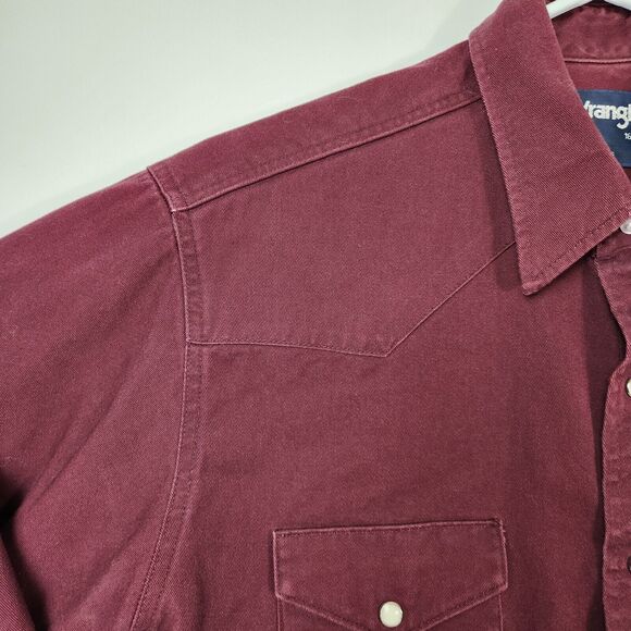 Vtg 90s Wrangler Mens L Pearl Snap Buttons Western Yoke Southwestern Chore Wear - Picture 3 of 14